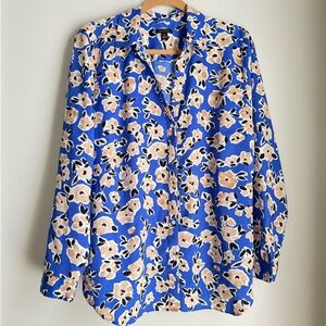 Ann Taylor Blue Floral Button Down Shirt